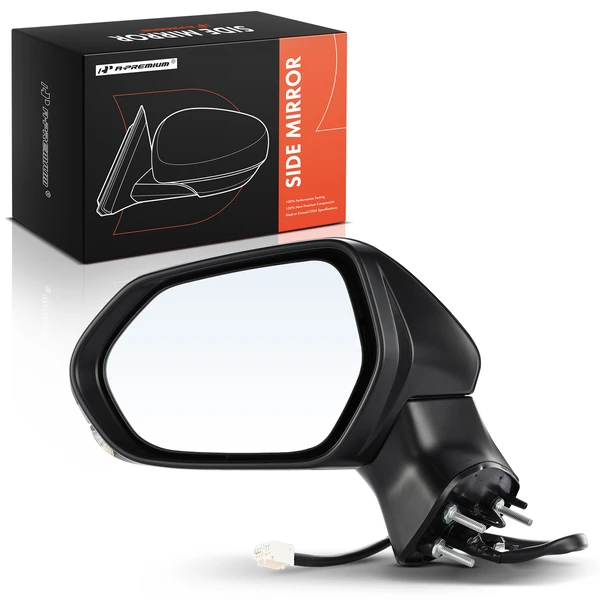 Left Driver Side Mirror, Powered, with Heated, Black A-Premium APMI039