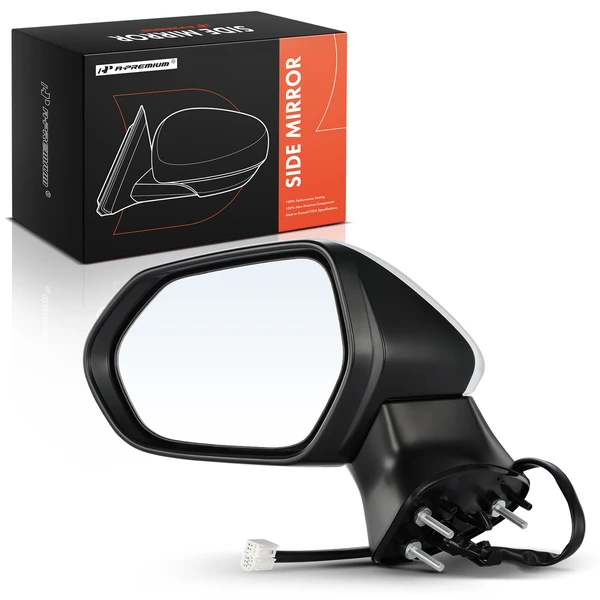 Left Driver Side Mirror, with Heating, Power Adjustment, Manual Folding, White & Black A-Premium APMI040