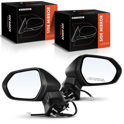 Driver & Passenger Mirror, with Heating, Power Adjustment, Manual Folding, White & Black A-Premium APMI100
