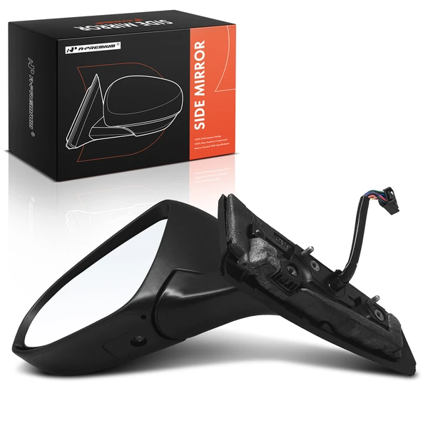 Left Driver Side Mirror, with Heating, Power Adjustment, Power Folding, Smooth Black A-Premium APMI1117TW