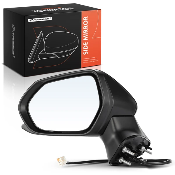 Left Driver Side Mirror, Power Adjustment, Manual Folding, Black A-Premium APMI037