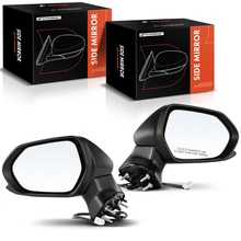 Driver & Passenger Mirror, Power Adjustment, Manual Folding, White & Black A-Premium APMI099