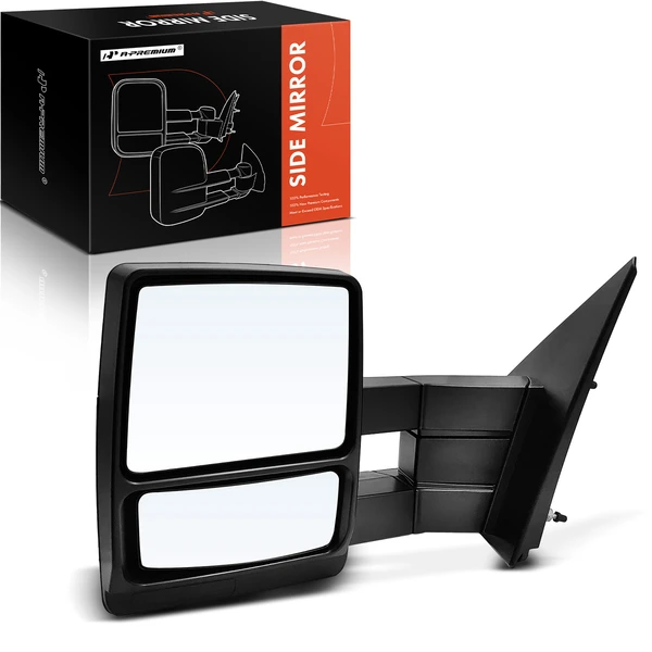 Left Driver Side Mirror, Manual Adjustment, Manual Folding, Textured Black A-Premium APMI2322TW