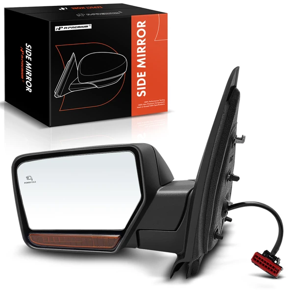 2007-2008 Lincoln Navigator Left Driver Side Mirror, with Heating, Power Adjustment, Power Folding, Smooth Black A-Premium APMI1123TW