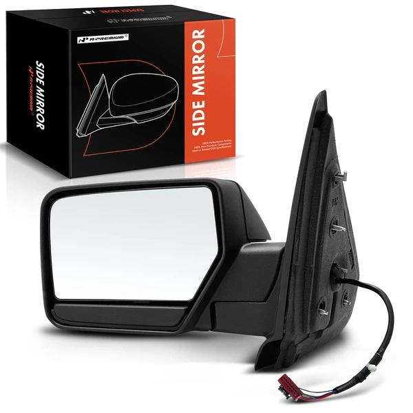 Left Driver Side Mirror, Power Adjustment, Manual Folding, Textured Black A-Premium APMI1126TW