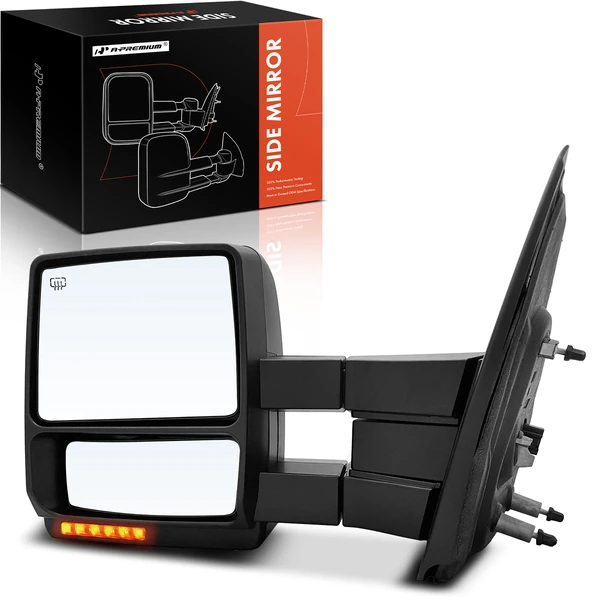 Left Driver Side Mirror, with Heating, Power Adjustment, Manual Folding, Smooth Black A-Premium APMI2324TW