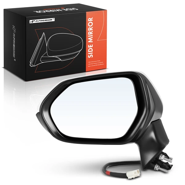 Left Driver Side Mirror, Powered, White & Black A-Premium APMI152