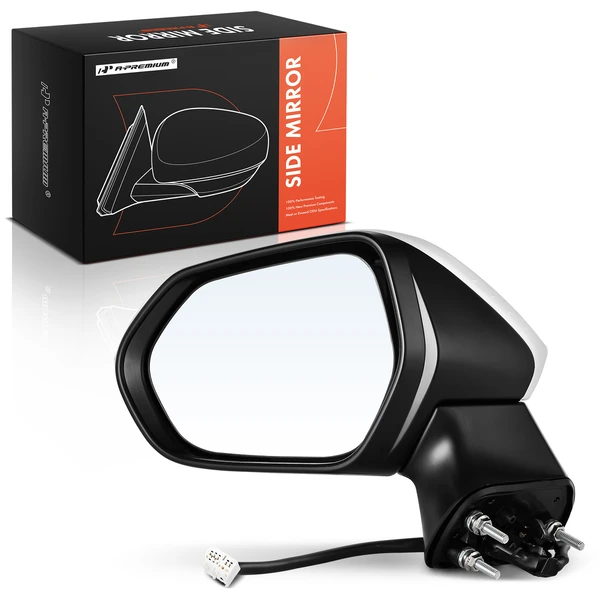 2019-2022 Toyota Corolla Left Driver Side Mirror, with Heating, Power Adjustment, Manual Folding, White & Black A-Premium APMI046