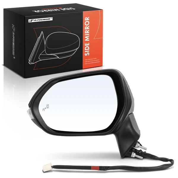 Left Driver Side Mirror, with Heating, Power Adjustment, Manual Folding, Black A-Premium APMI368