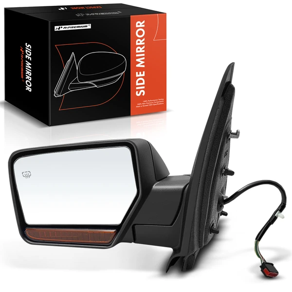 Left Driver Side Mirror, with Heating, Power Adjustment, Non-Folding, Textured Black A-Premium APMI1132TW