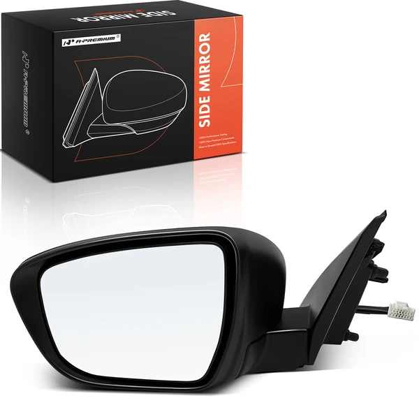 Left Driver Side Mirror, Powered, Smooth Black A-Premium APMI2316TW