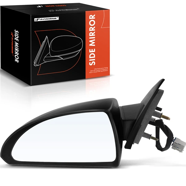 Left Driver Side Mirror, Powered, Smooth Black A-Premium APMI805