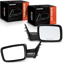 2 Pcs Driver & Passenger Black Mirror with Manual Glass Adjust