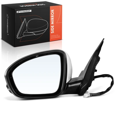 Front Driver White Power Heated Mirror with Turn Signal