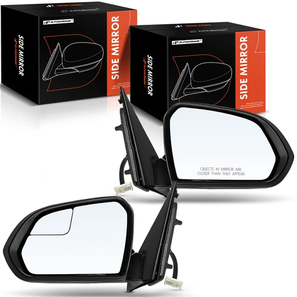 Driver & Passenger Mirror, with Heating, Power Adjustment, Manual Folding, Smooth Black A-Premium APMI1088TW