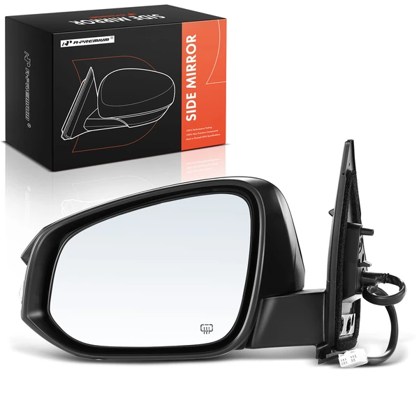Left Driver Side Mirror, Powered, with Heated, Black A-Premium APMI027