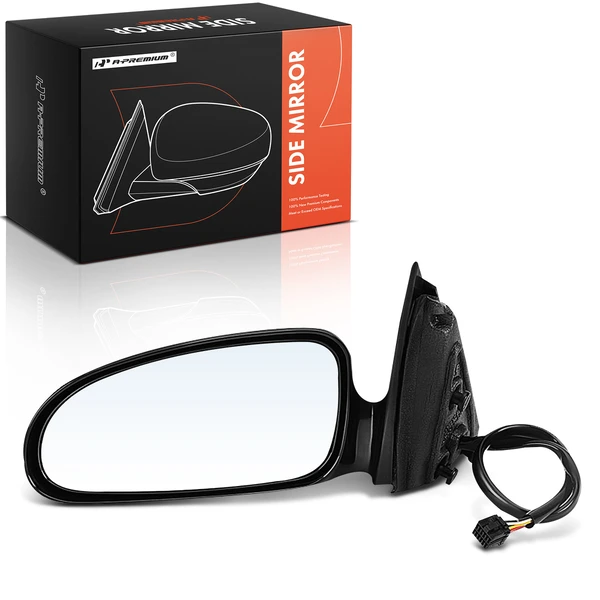 Left Driver Side Mirror, with Heating, Power Adjustment, Non-Folding, Black A-Premium APMI2703TW