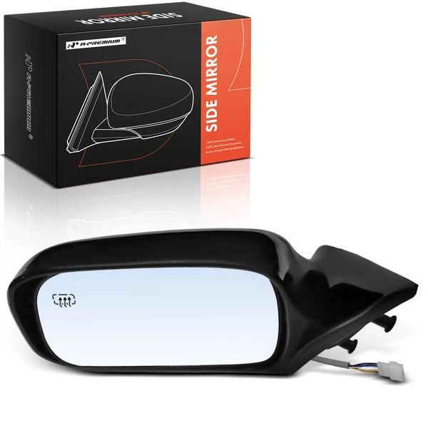 Left Driver Side Mirror, with Heating, Manual Adjustment, Non-Folding, Black A-Premium APMI2963TW