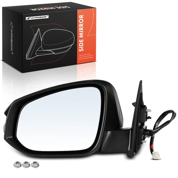 Left Driver Side Mirror, with Heating, Power Adjustment, Manual Folding, Black A-Premium APMI189