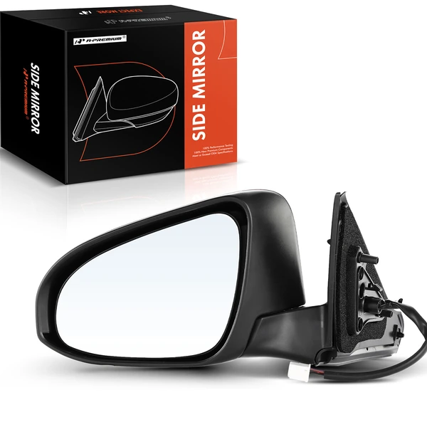 Left Driver Side Mirror, with Heating, Power Adjustment, Manual Folding, White & Black A-Premium APMI034