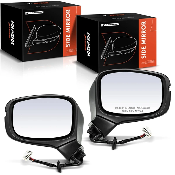 Driver & Passenger Mirror, with Heating, Power Adjustment, Manual Folding, Smooth Black A-Premium APMI1092TW