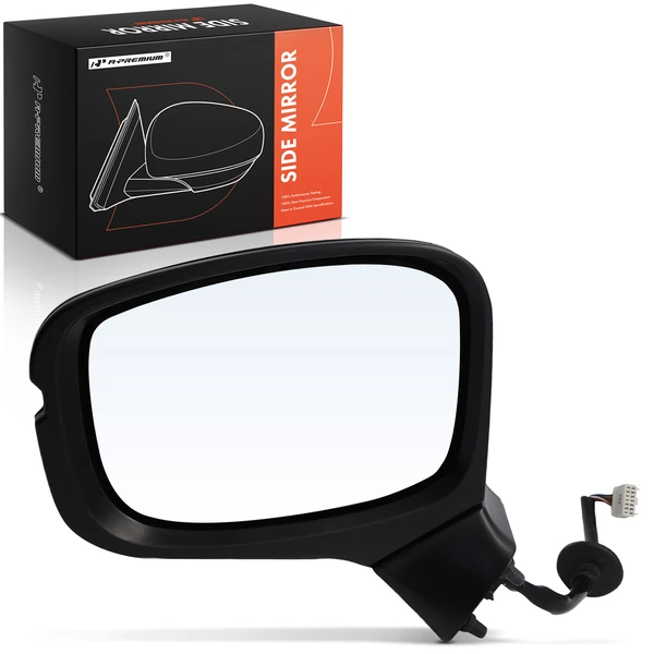 Left Driver Side Mirror, with Heating, Power Adjustment, Power Folding, Smooth Black A-Premium APMI2320TW