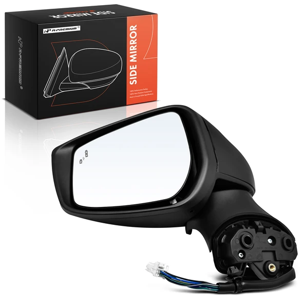 Left Driver Side Mirror, Powered, with Heated, Smooth Black A-Premium APMI1094TW