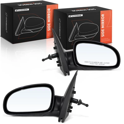 2 Pcs Driver & Passenger Black Mirror with Manual Glass Adjust