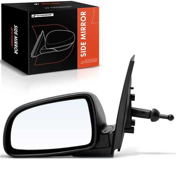 Left Driver Side Mirror, Manual Adjustment, Manual Folding, Smooth Black A-Premium APMI1100TW