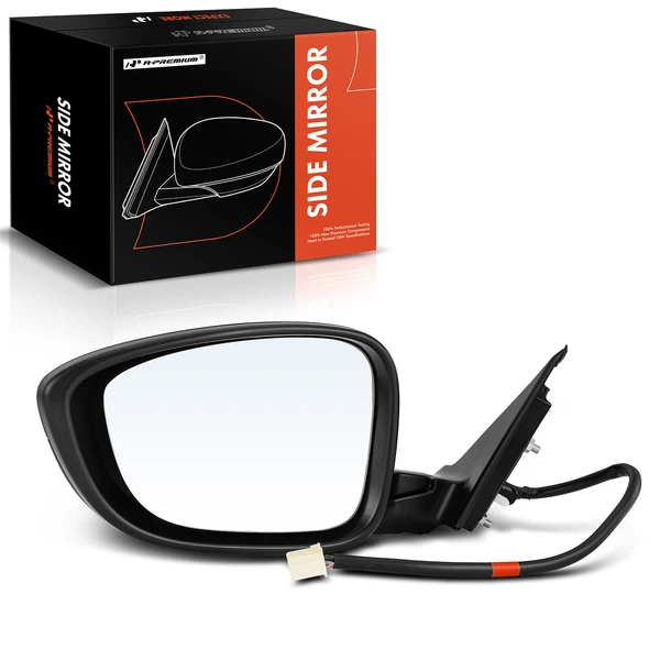 Left Driver Side Mirror, Powered, with Heated, Black A-Premium APMI366