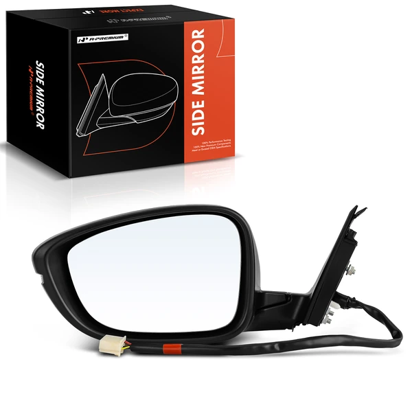 Left Driver Side Mirror, with Heating, Power Adjustment, Manual Folding, Black A-Premium APMI367
