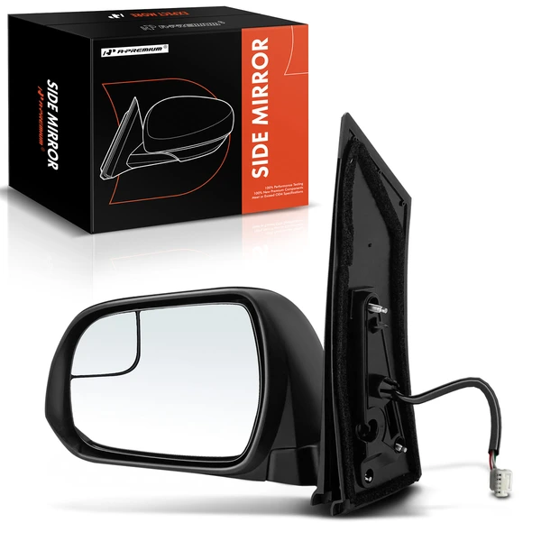 Left Driver Side Mirror, Power Adjustment, Manual Folding, Textured Black A-Premium APMI1101TW