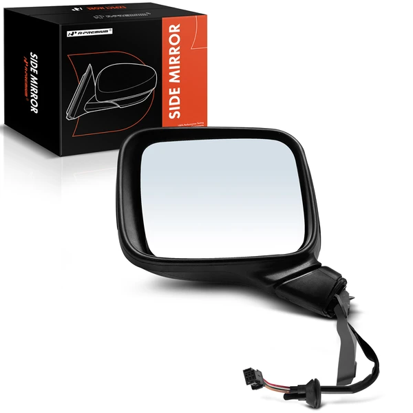 Left Driver Side Mirror, Powered, with Heated, Smooth Black A-Premium APMI1153TW