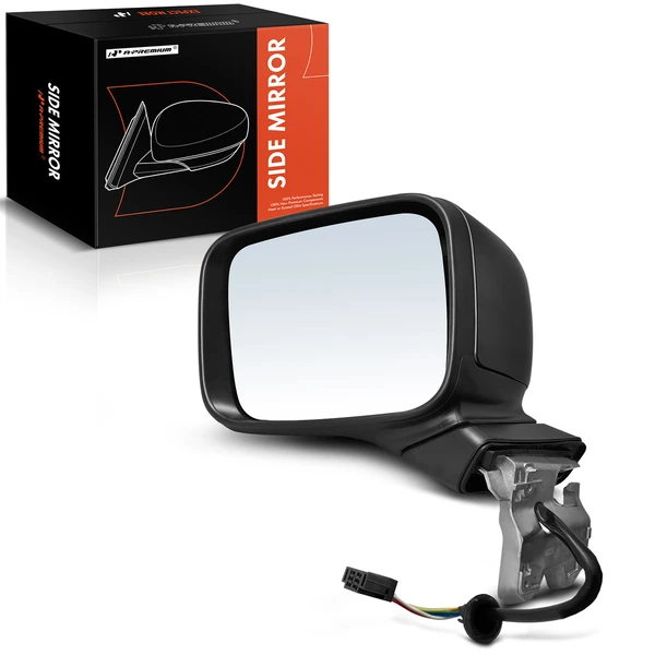 2015-2023 Jeep Renegade Left Driver Side Mirror, Powered, with Heated, Smooth Black A-Premium APMI1154TW