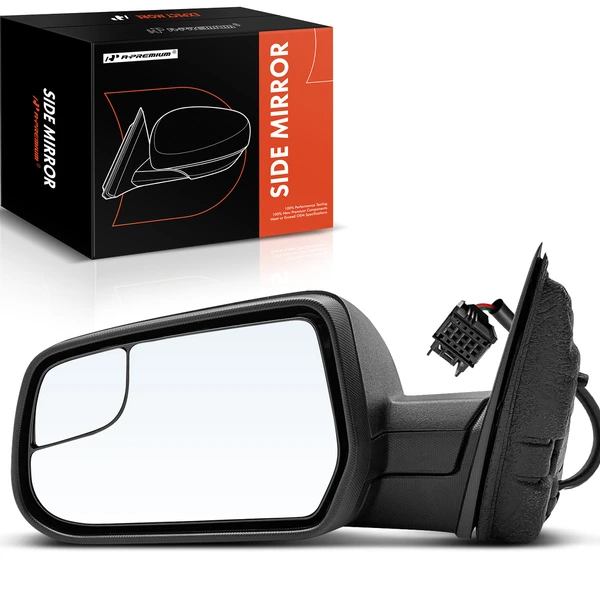 Left Driver Side Mirror, Power Adjustment, Manual Folding, Textured Black A-Premium APMI809