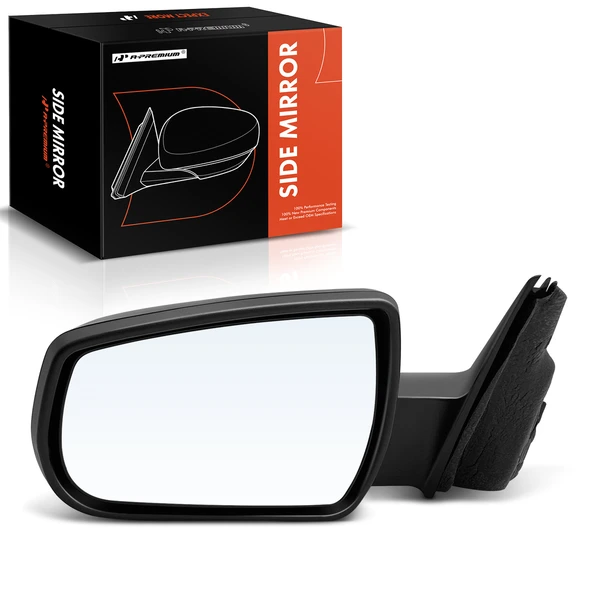 Left Driver Side Mirror, Power Adjustment, Manual Folding, Smooth Black A-Premium APMI1164TW