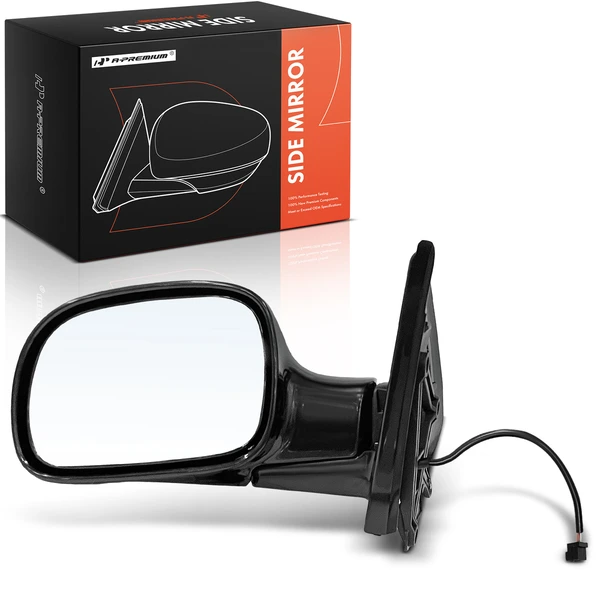 Left Driver Side Mirror, Power Adjustment, Manual Folding, Smooth Black A-Premium APMI1987