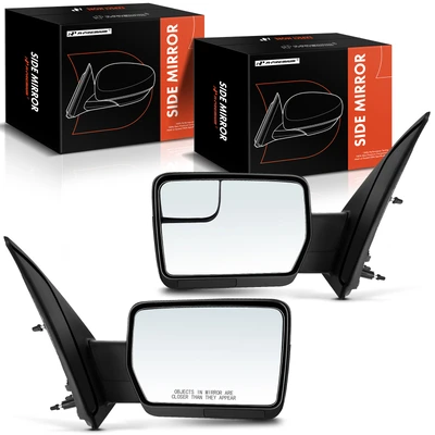 2 Pcs Driver & Passenger Smooth Black Mirror with Power Glass Adjust