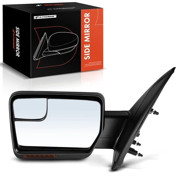 2011-2014 Ford F-150 Left Driver Side Mirror, Powered, with Heated, Textured Black A-Premium APMI1138TW