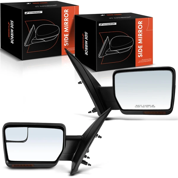Driver & Passenger Mirror, with Heating, Power Adjustment, Manual Folding, Textured Black A-Premium APMI1137TW