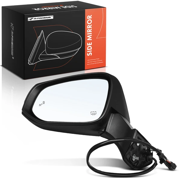 2020-2023 Toyota Highlander Left Driver Side Mirror, Powered, with Heated, Smooth Black A-Premium APMI1143TW