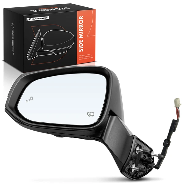 Left Driver Side Mirror, with Heating, Power Adjustment, Manual Folding, Black A-Premium APMI3130TW