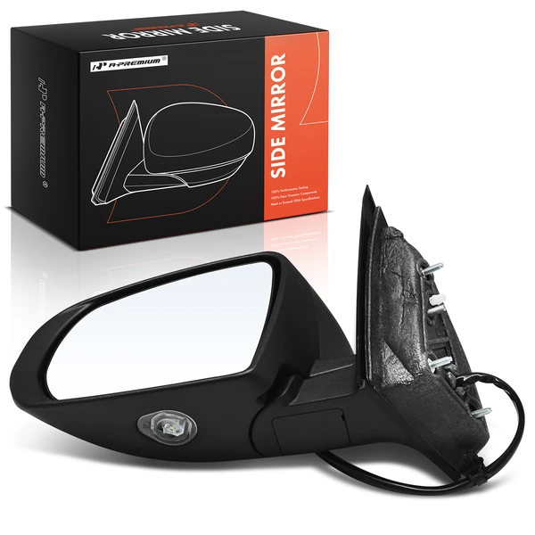 2014-2018 Jeep Cherokee Left Driver Side Mirror, with Heating, Power Adjustment, Manual Folding, Smooth Black A-Premium APMI1148TW