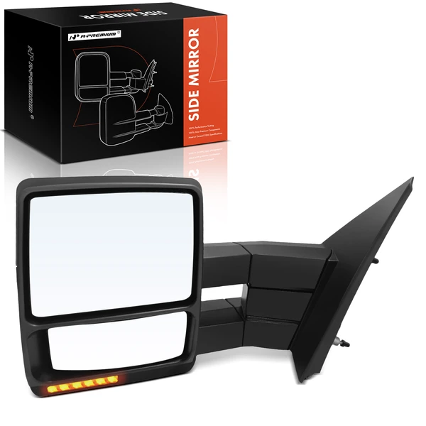 2009-2014 Ford F-150 Left Driver Side Mirror, Powered, with Heated, Smooth Black A-Premium APMI2326TW