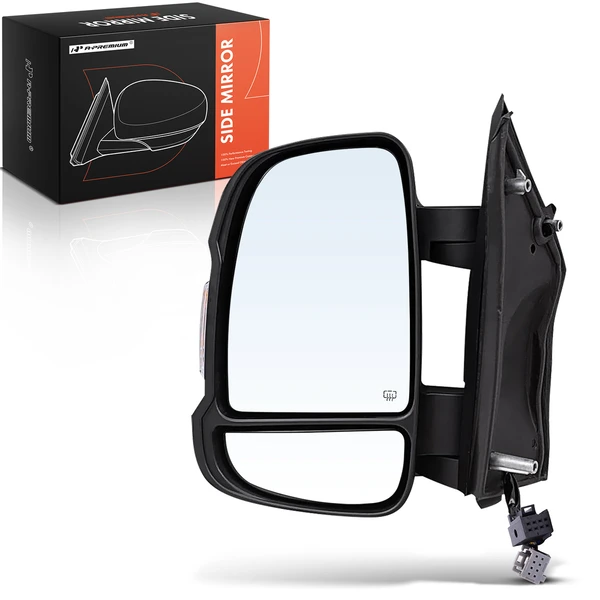 Left Driver Side Mirror, with Heating, Power Adjustment, Power Folding, Textured Black A-Premium APMI1151TW