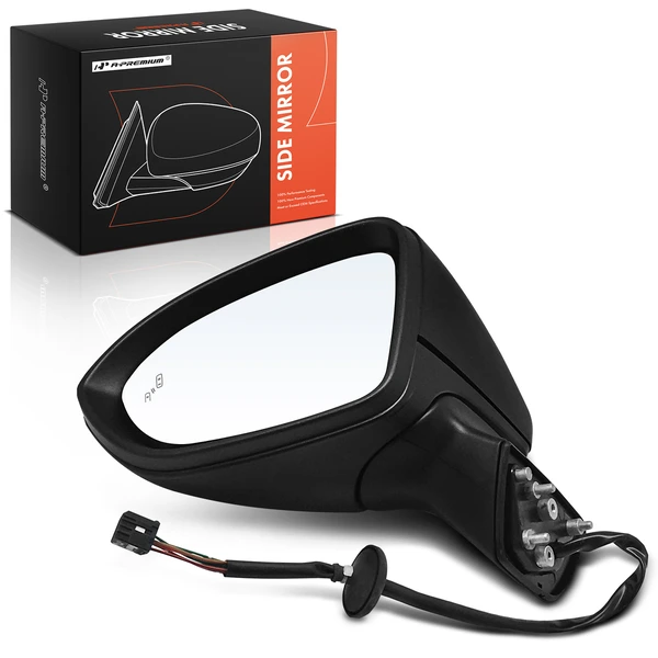 2016-2019 Chevrolet Cruze Left Driver Side Mirror, with Heating, Power Adjustment, Manual Folding, Smooth Black A-Premium APMI1184TW