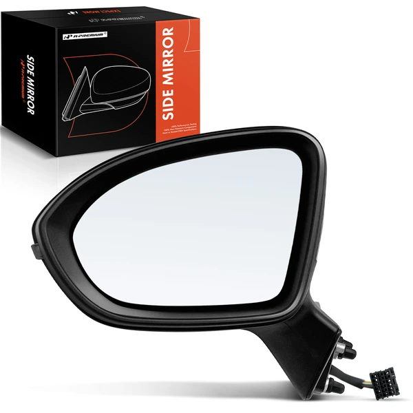 2016-2019 Chevrolet Cruze Left Driver Side Mirror, with Heating, Power Adjustment, Manual Folding, Smooth Black A-Premium APMI1186TW