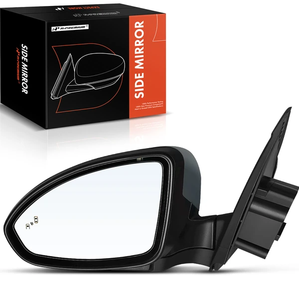 Left Driver Side Mirror, with Heating, Power Adjustment, Manual Folding, Primed Gray A-Premium APMI818