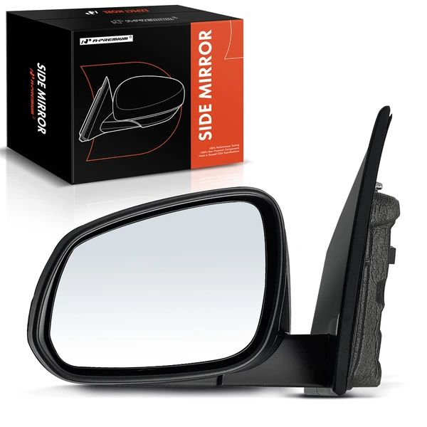 Left Driver Side Mirror, with Heating, Power Adjustment, Manual Folding, Smooth Black A-Premium APMI1188TW