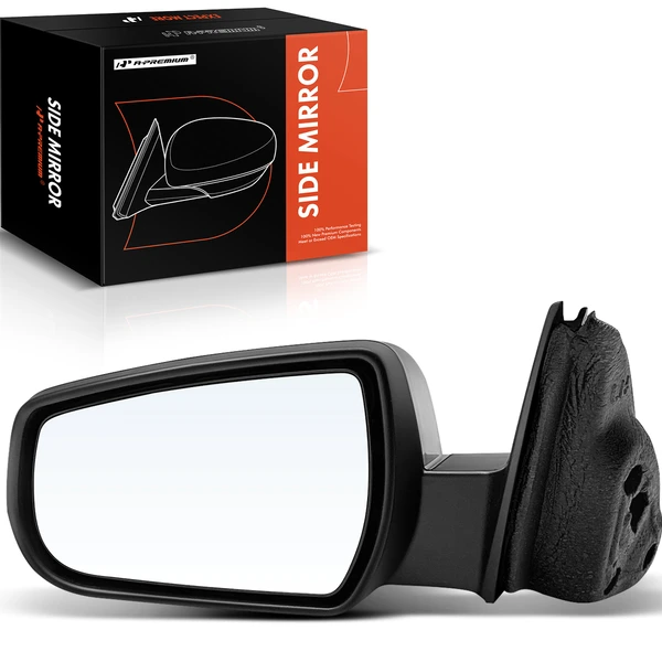 Left Driver Side Mirror, Powered, with Heated, Smooth Black A-Premium APMI819